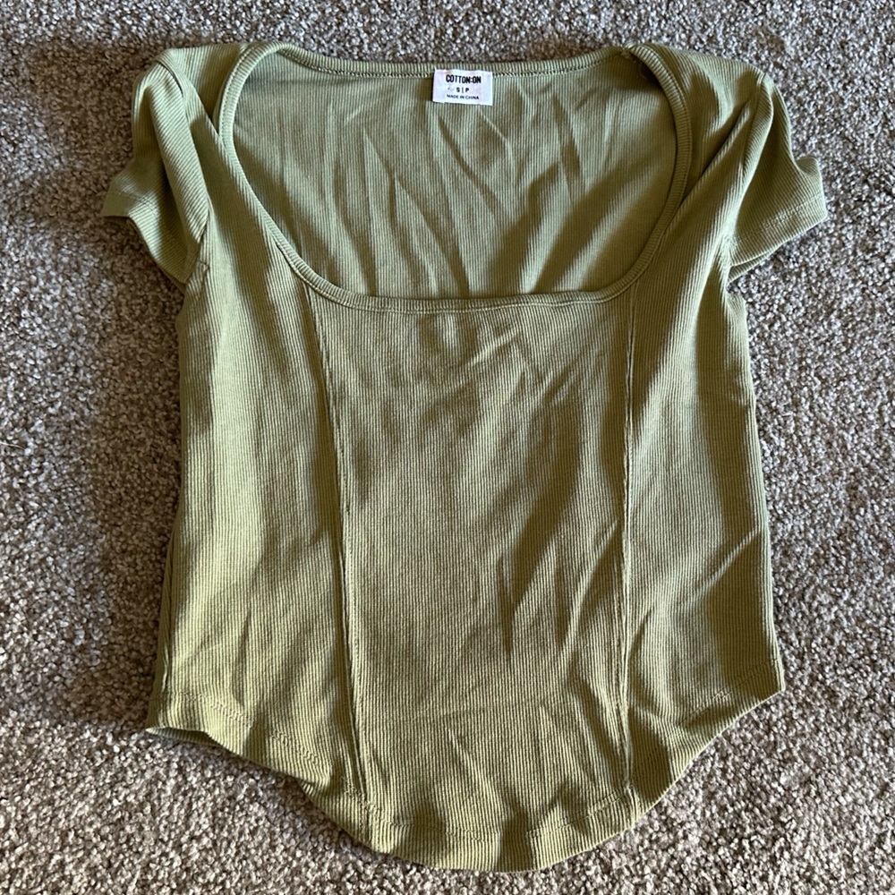 Cotton On Sage Green Ribbed Tee